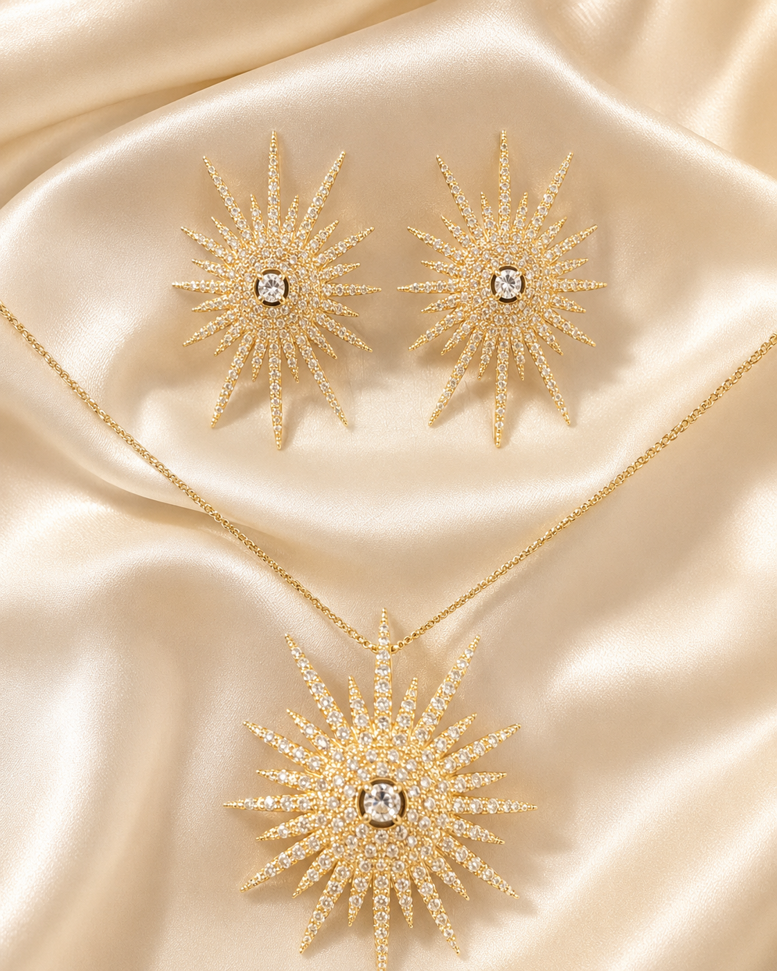 Gold Sunburst Jewellery Set