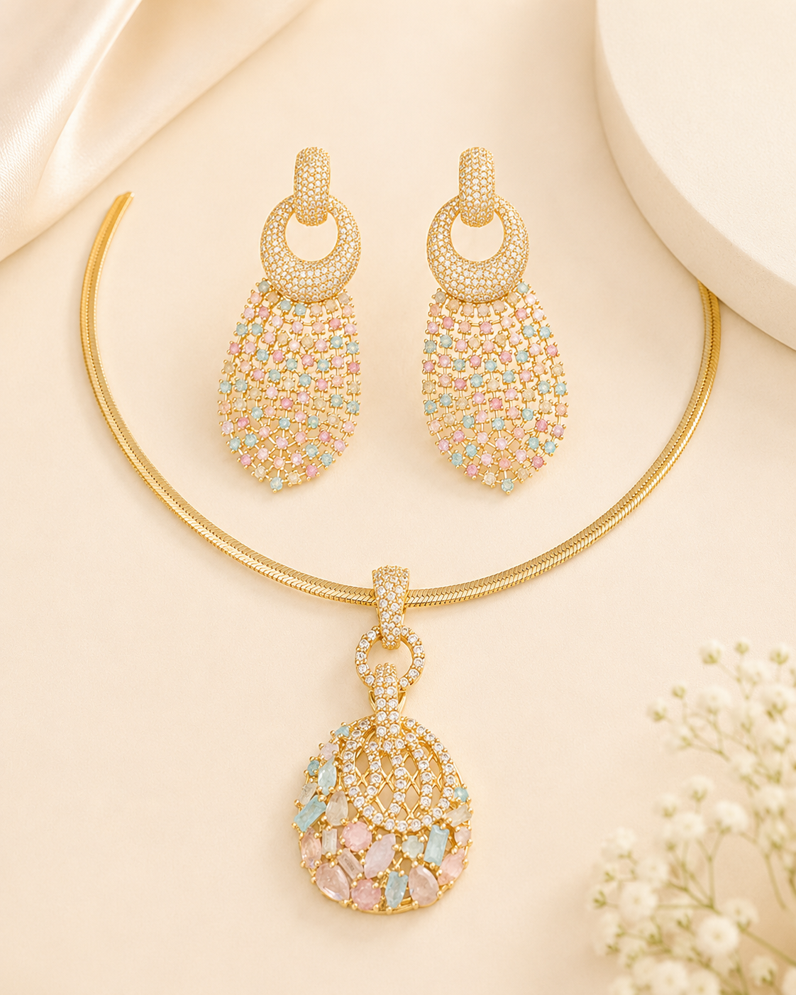 Pastel Bloom Necklace Set