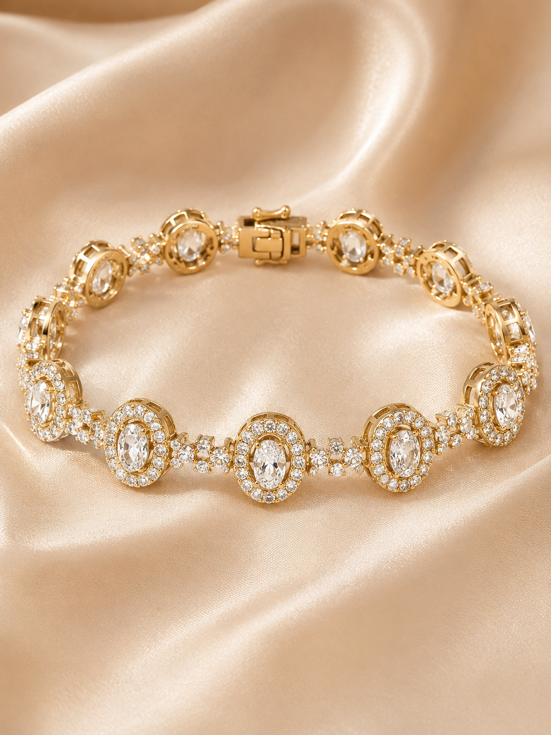 Oval Crystal Gold Bracelet