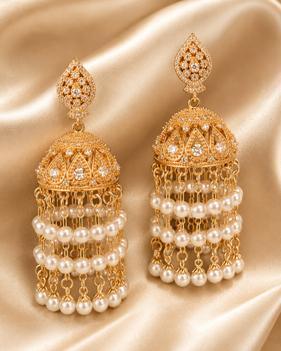 Golden Pearl Jhumka