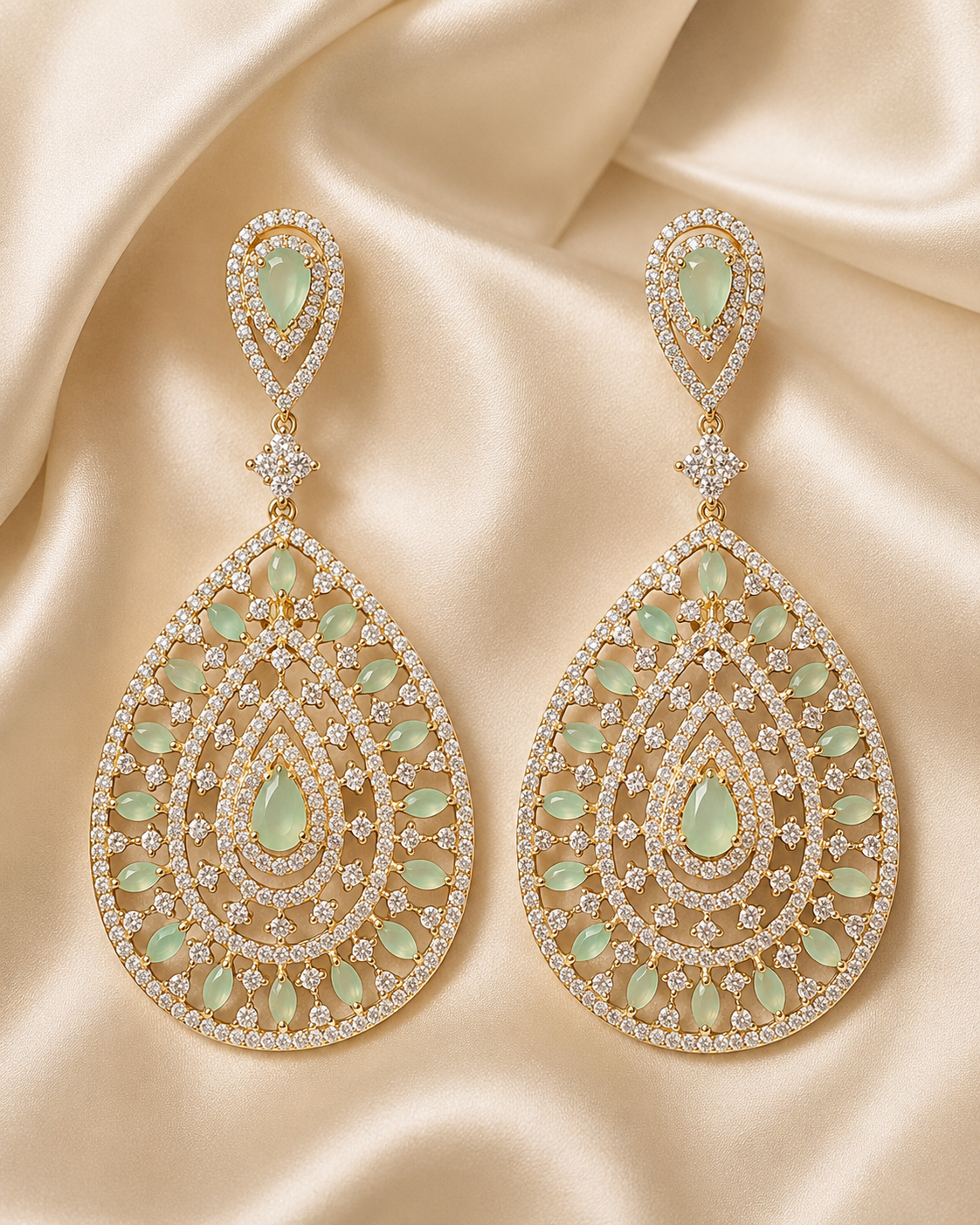Mint Elegance Statement Earrings