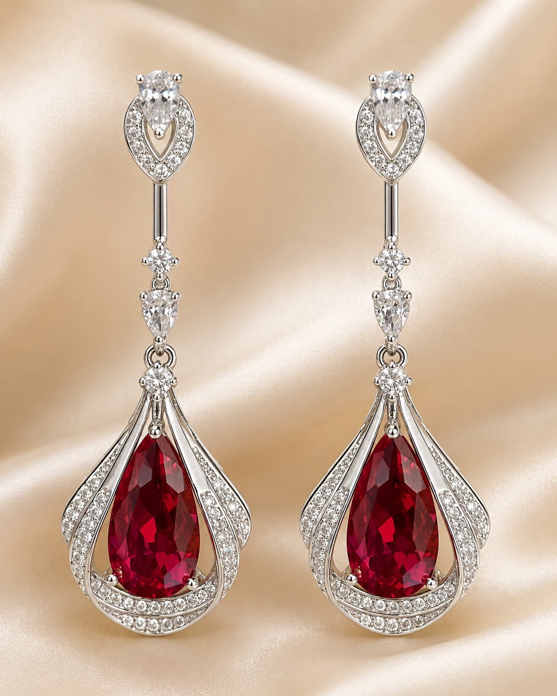 Ruby Flame Drop Earrings