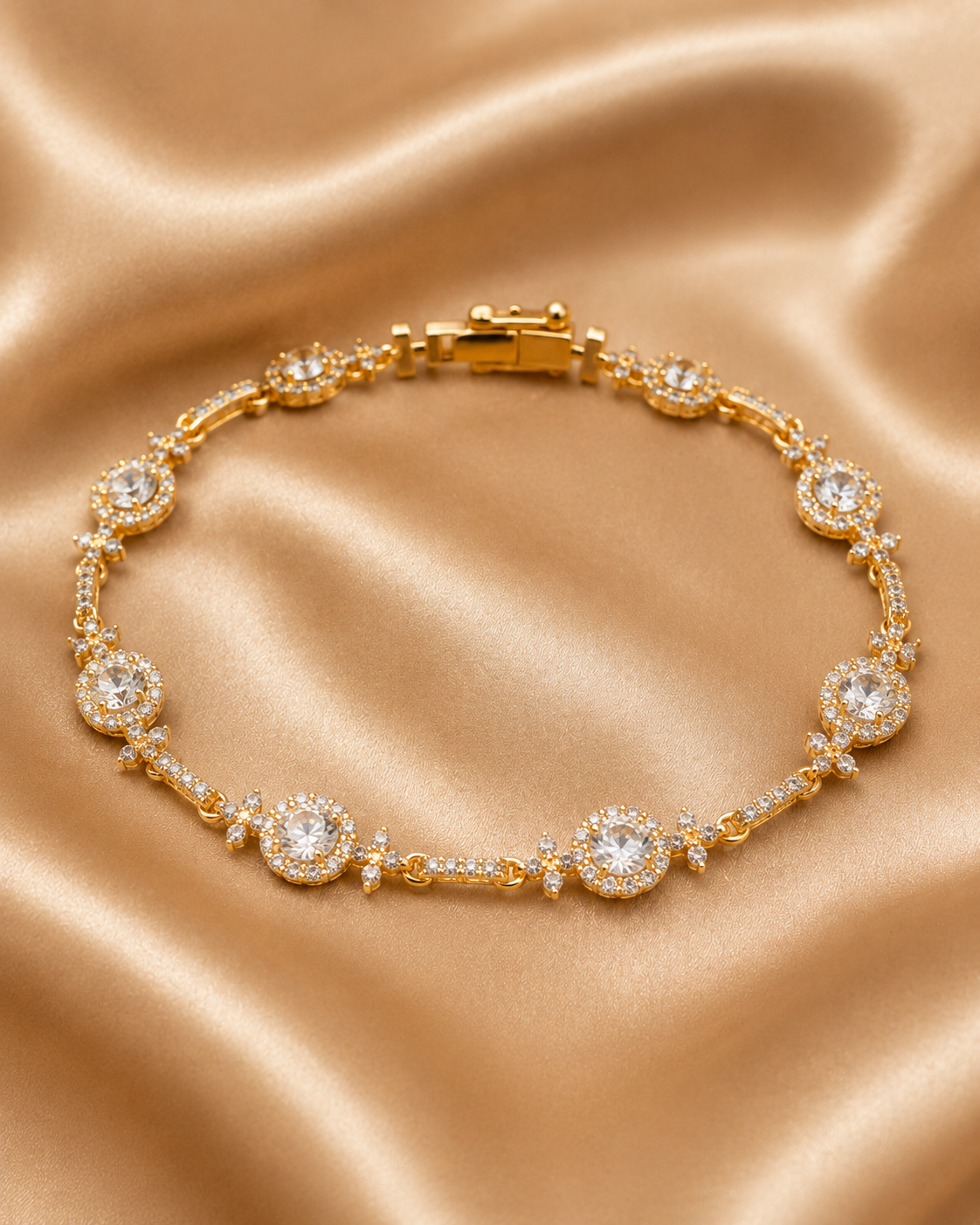 Crystal Halo Gold Bracelet