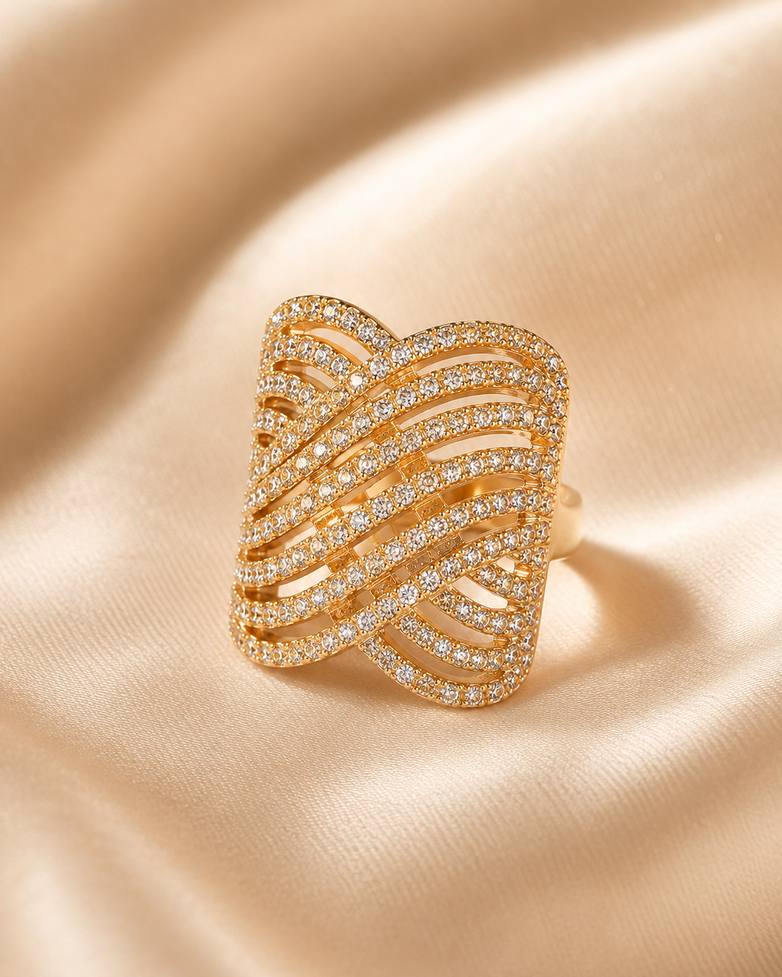Pavé Woven Statement Ring