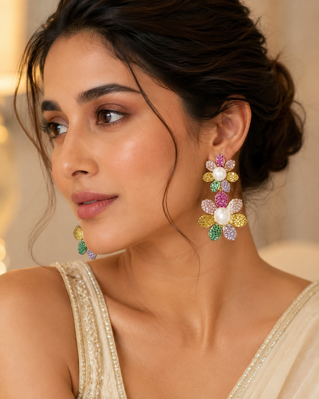 Rainbow Pearl Bloom Earrings