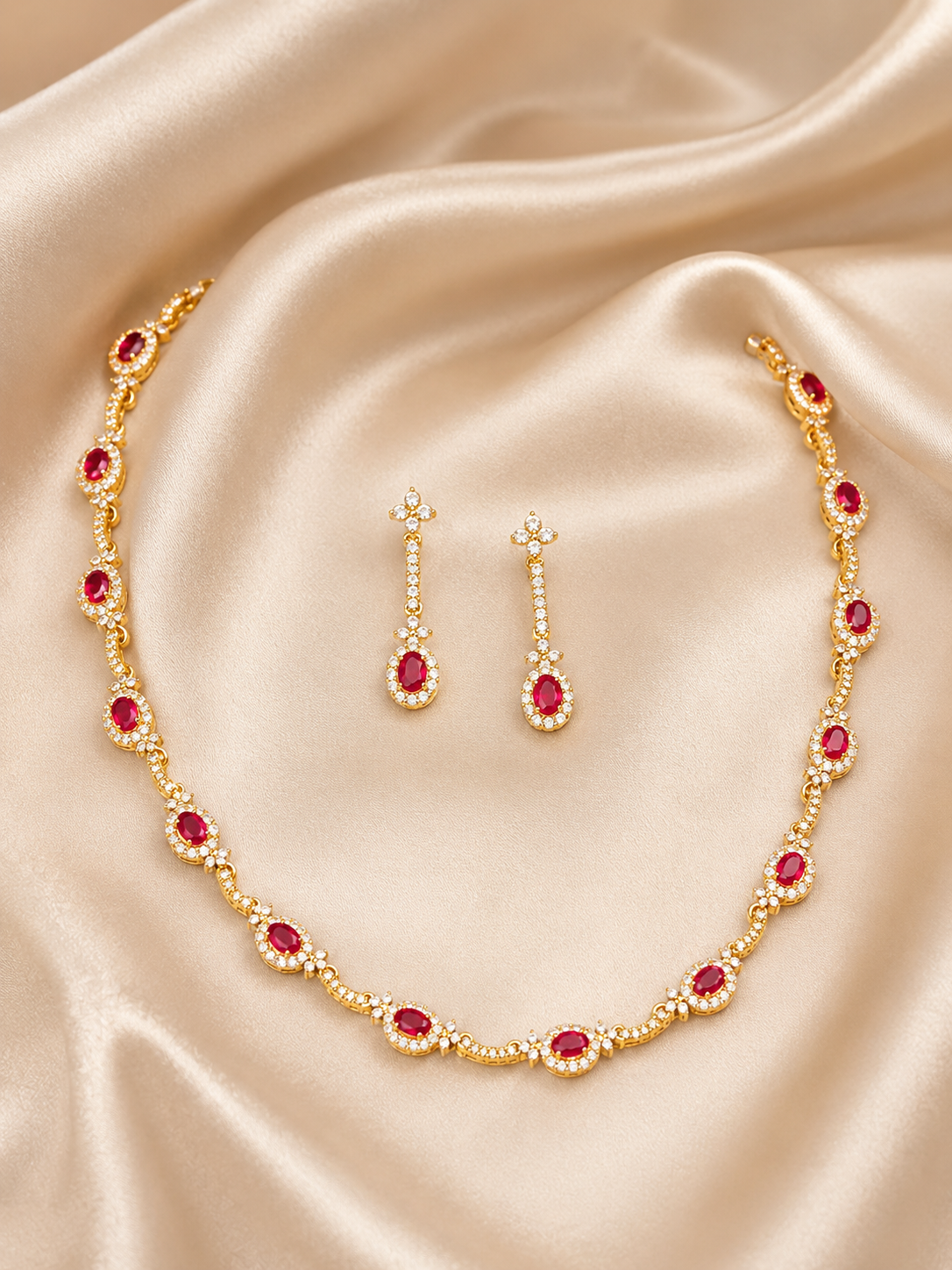 Ruby Oval Necklace Set