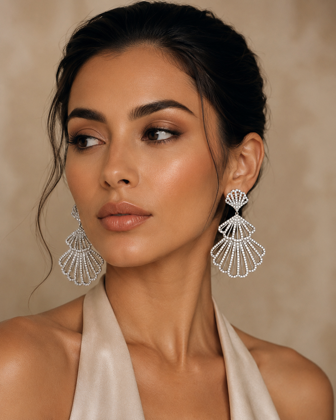 Silver Fan Statement Earrings
