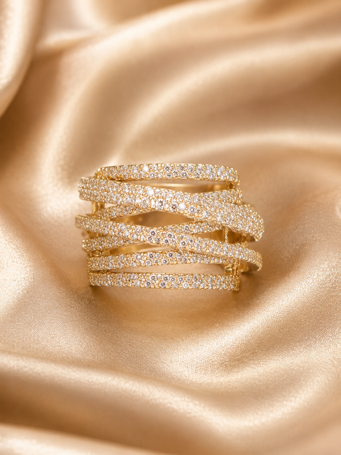 Pavé Layered Wave Ring