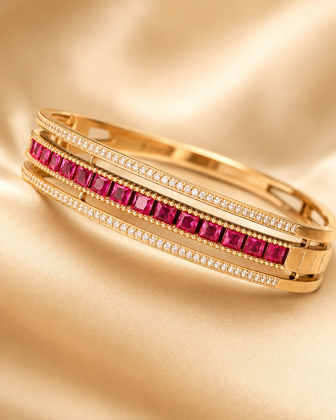 Ruby Pink Gold Bangle