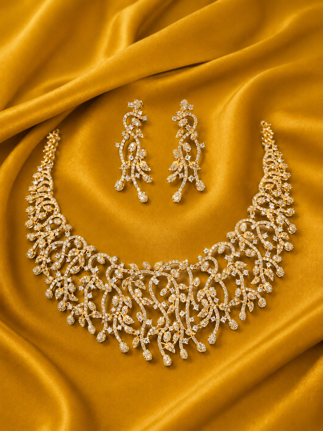 Gold Vine Statement Necklace Set