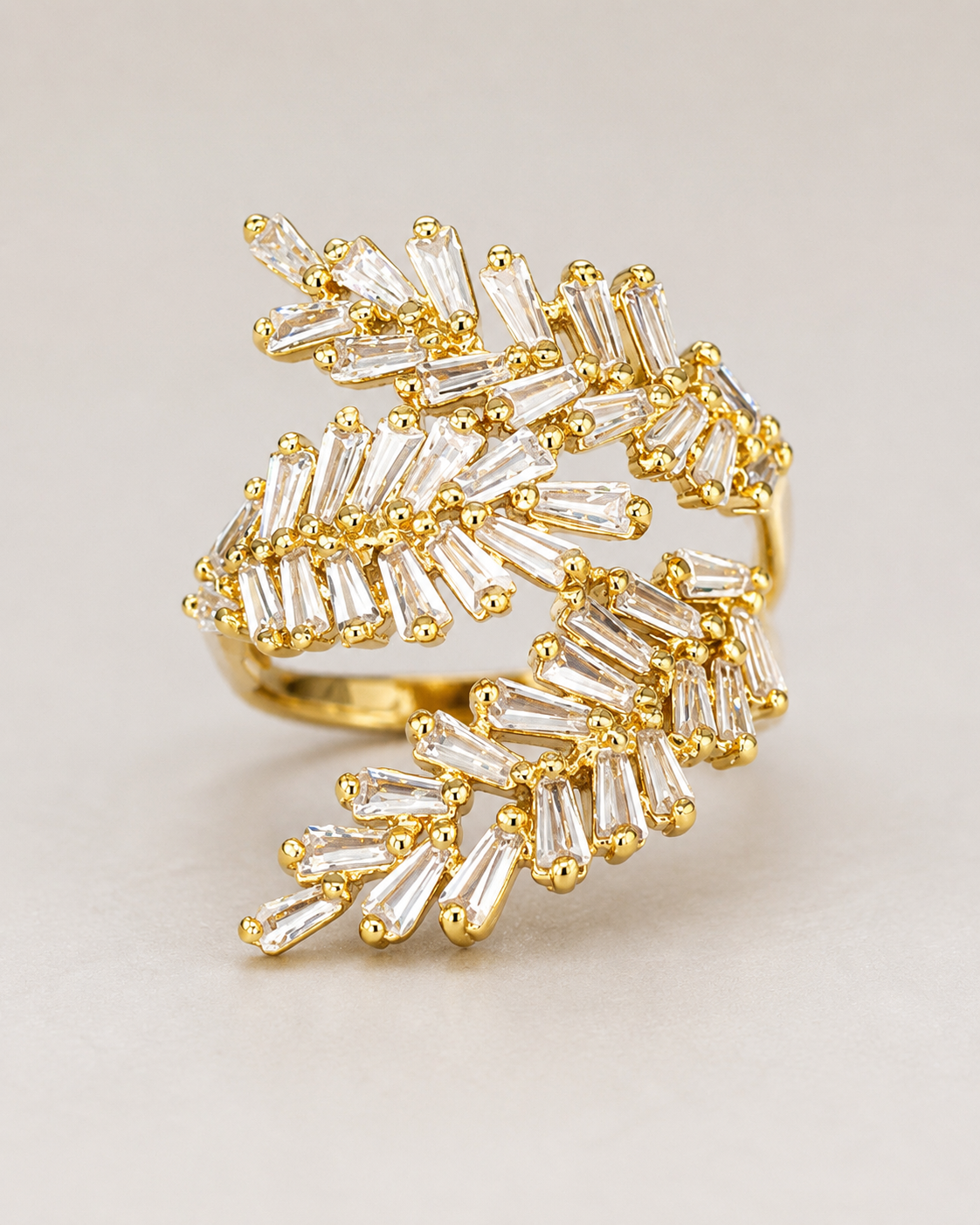 Crystal Laurel Statement Ring