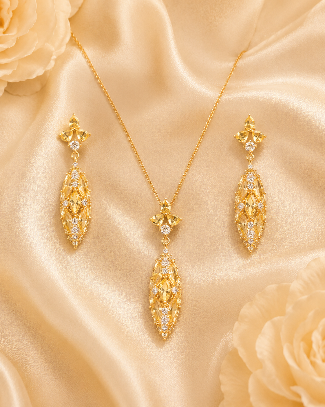 Golden Marquise Drop Set