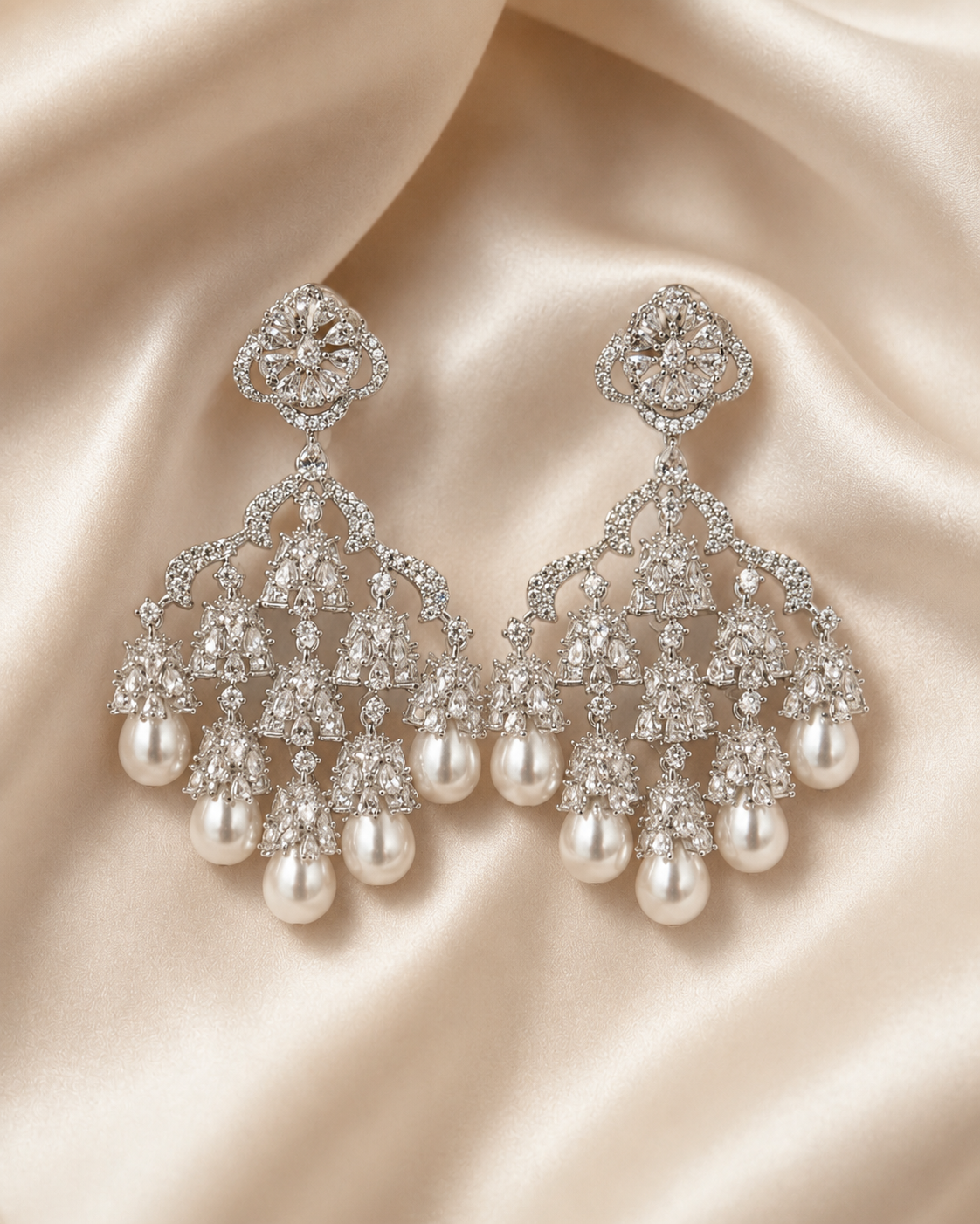 Pearl Chandelier Statement Earrings