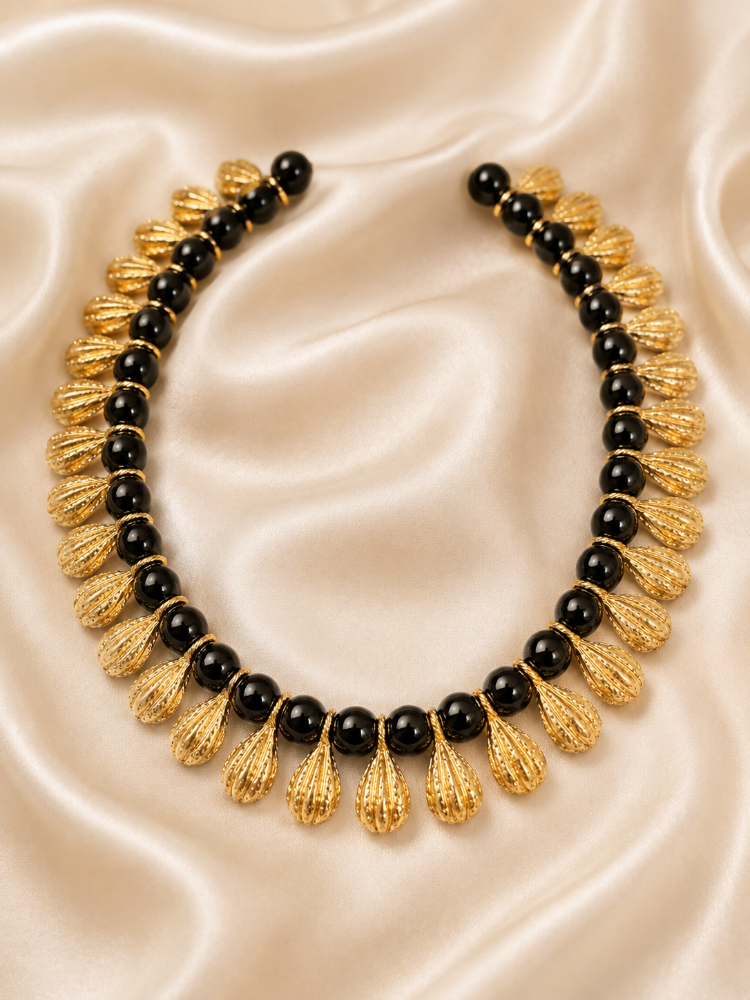 Black Onyx & Gold Statement Necklace