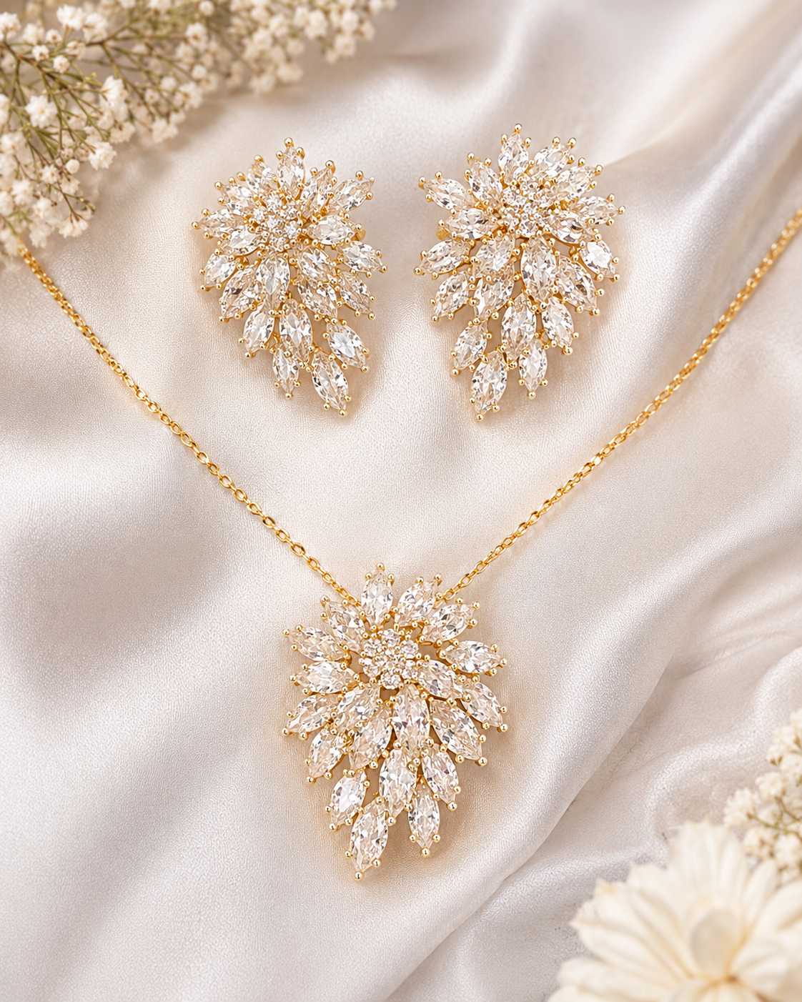 Crystal Bloom Gold Jewellery Set