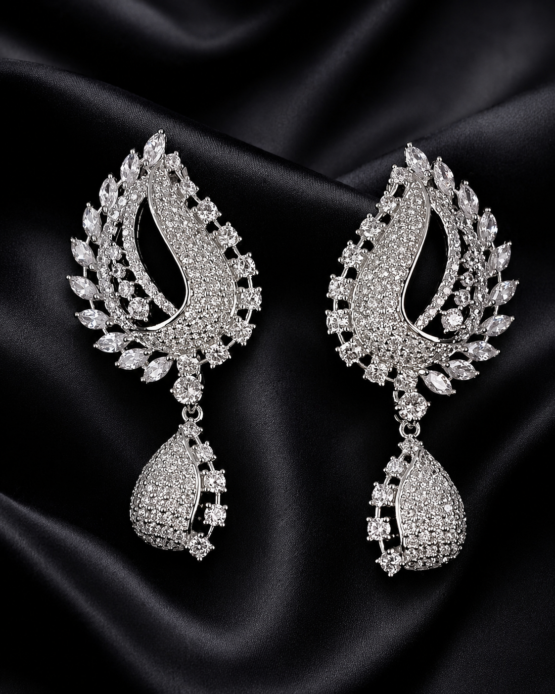 Silver Paisley Statement Earrings