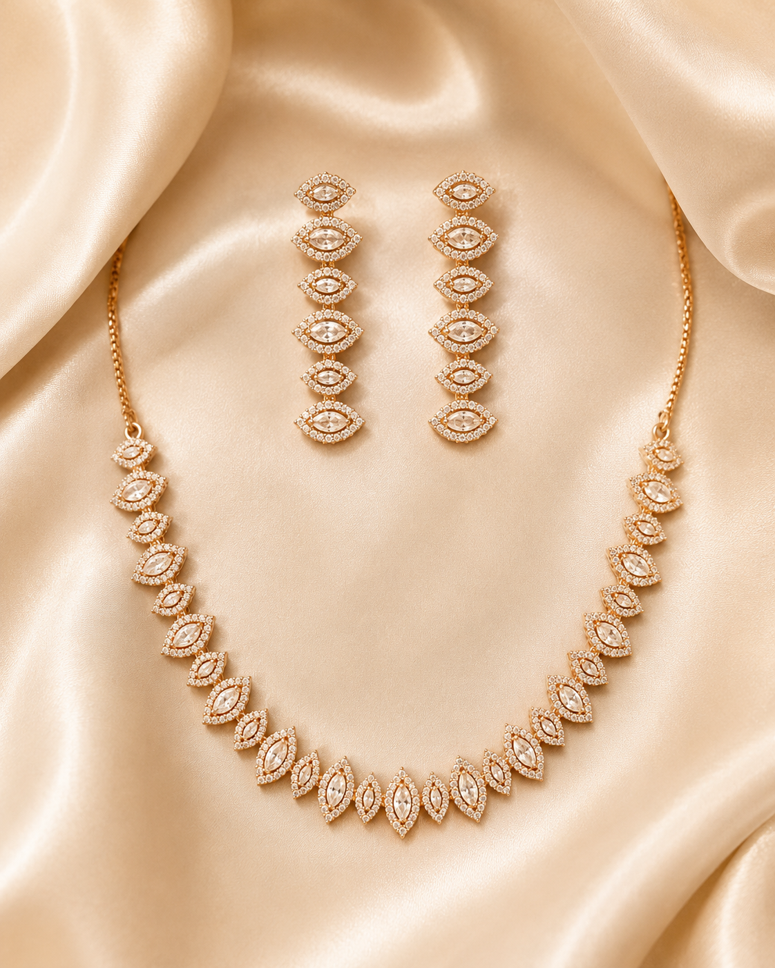 Rose Gold Marquise Necklace Set