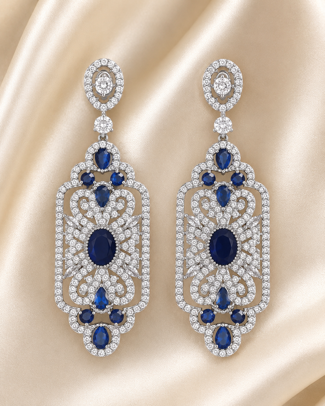 Sapphire Filigree Statement Earrings
