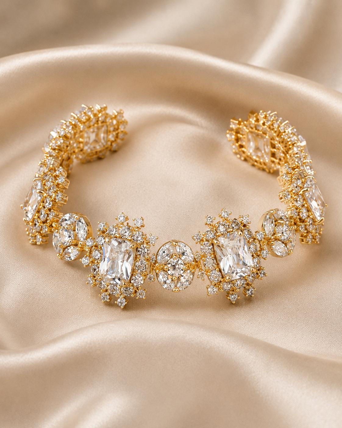 All White Cluster Bracelet