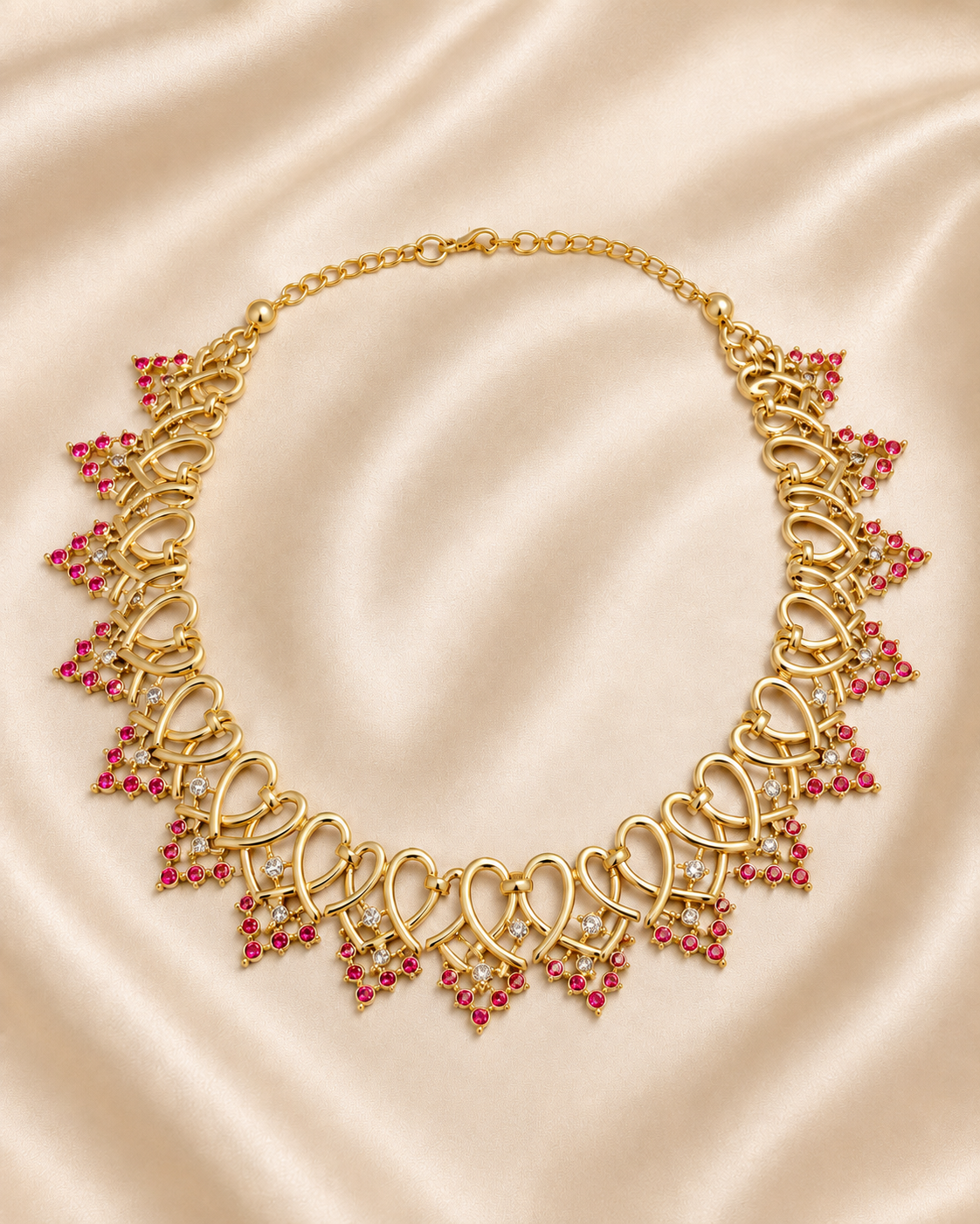 Ruby Heart Statement Necklace
