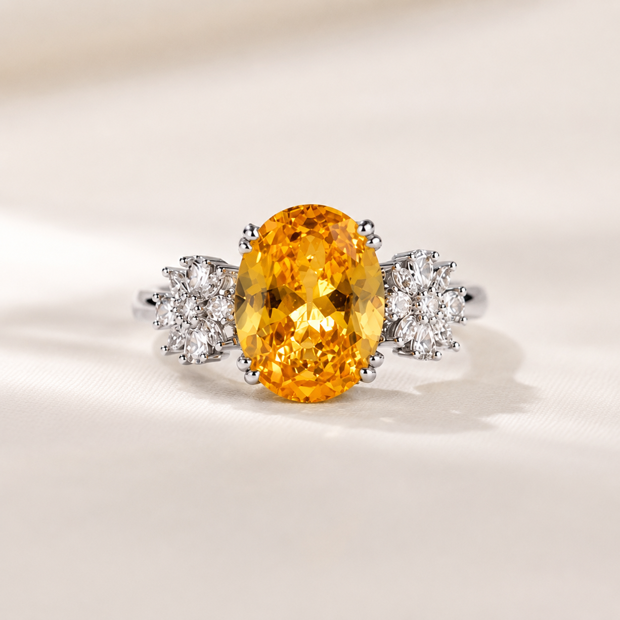 Golden Citrine Blossom Ring