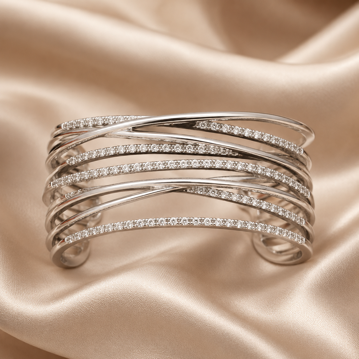 Silver Wave Cuff Bangle