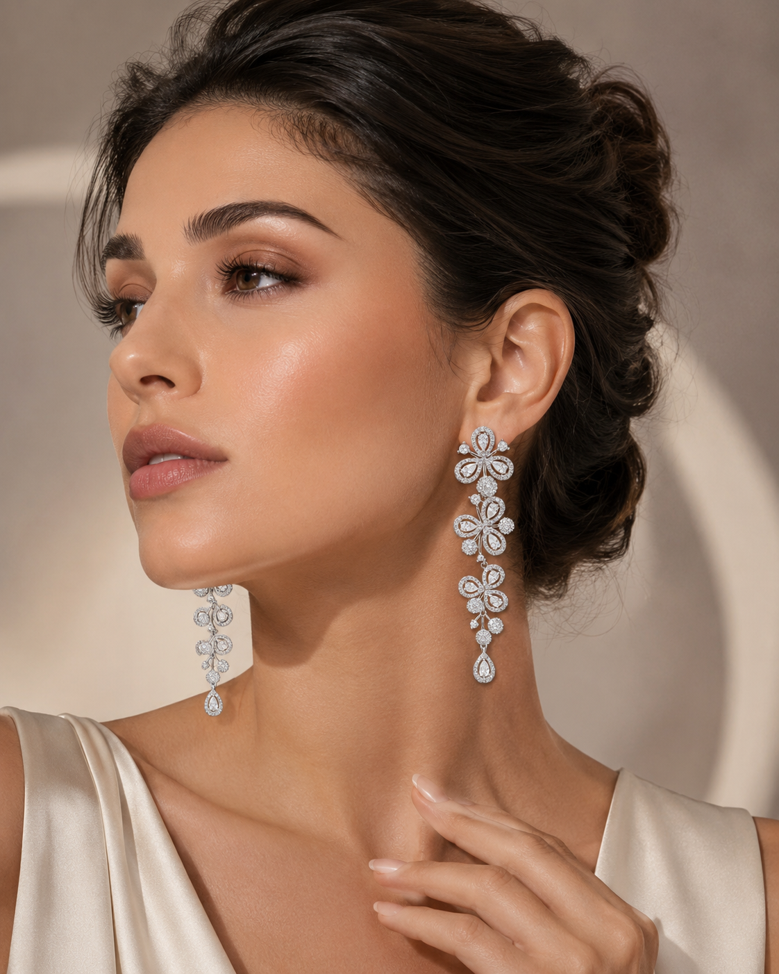Crystal Floral Drop Earrings