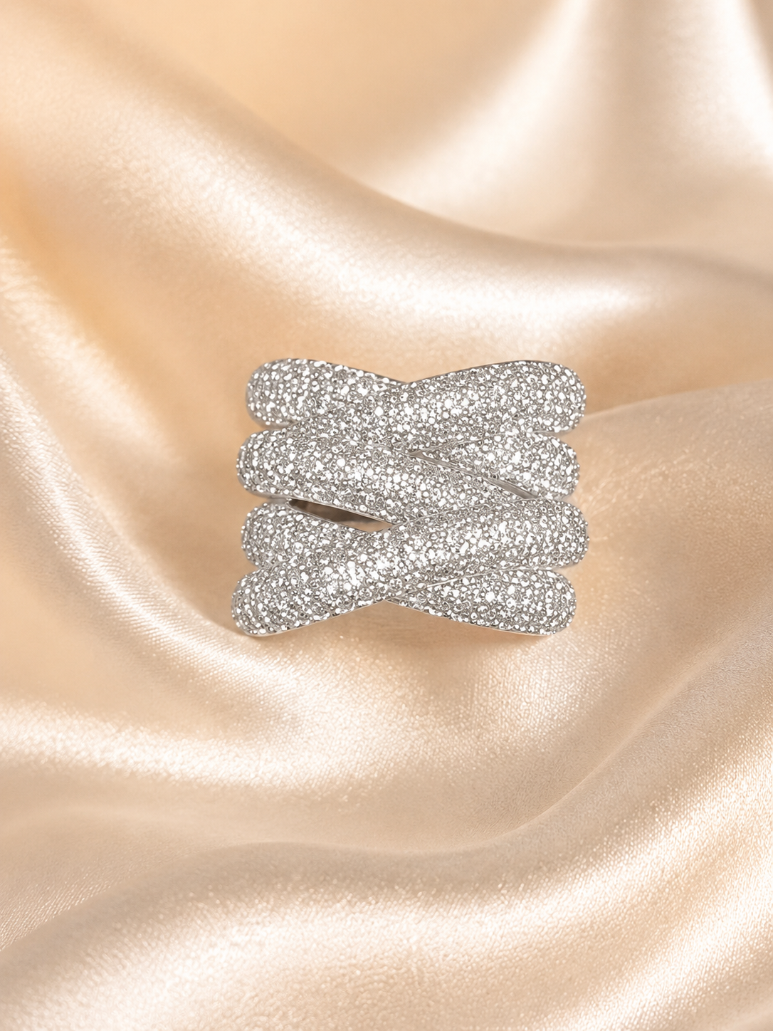 Pavé Crisscross Statement Ring