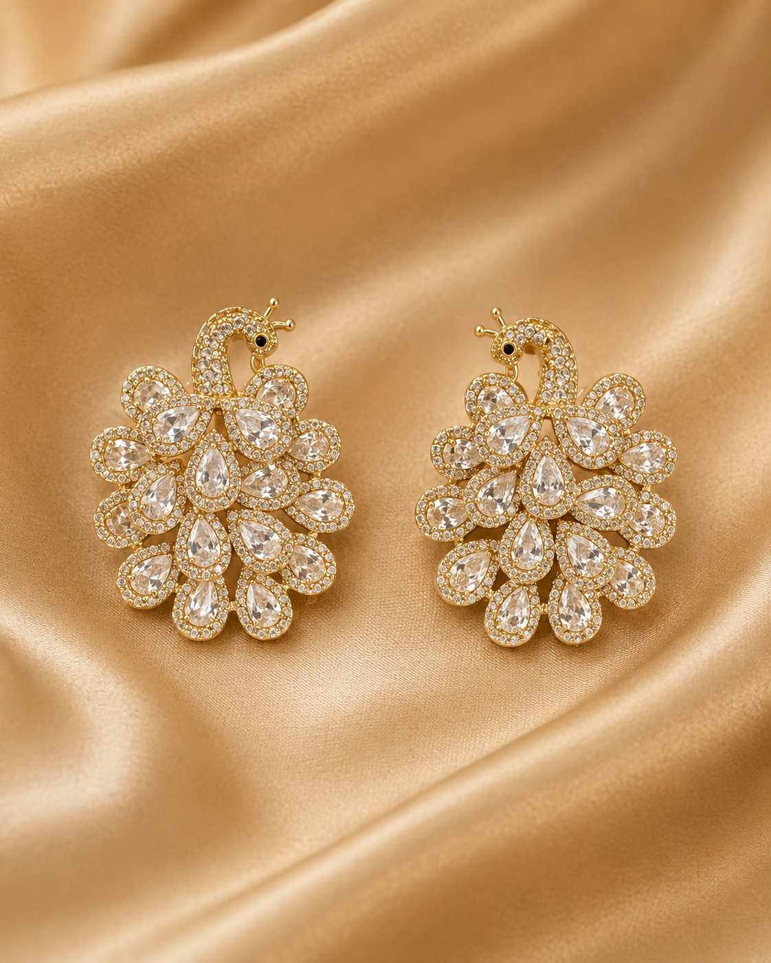 Crystal Peacock Statement Earrings