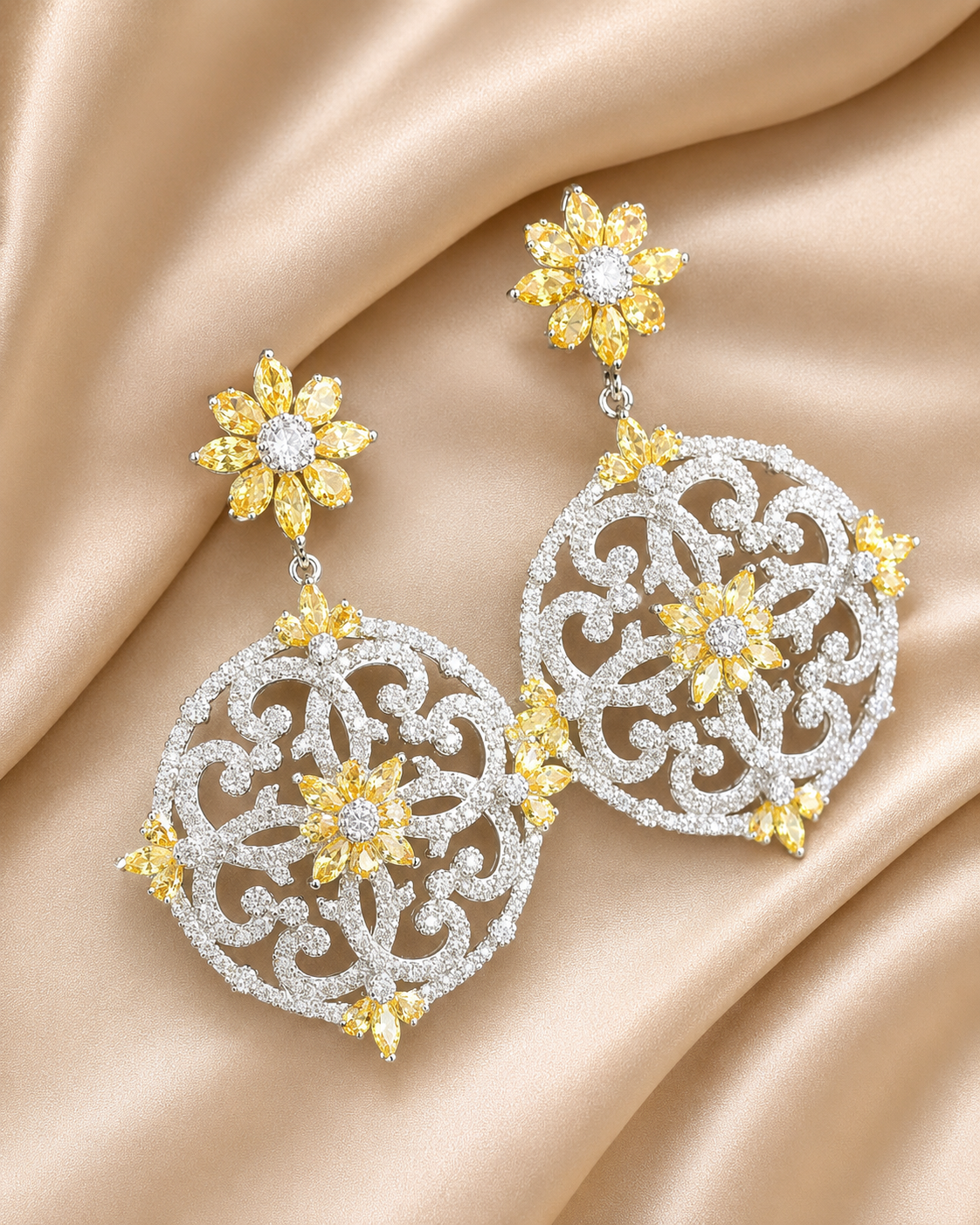 Sunflower Filigree Statement Earrings
