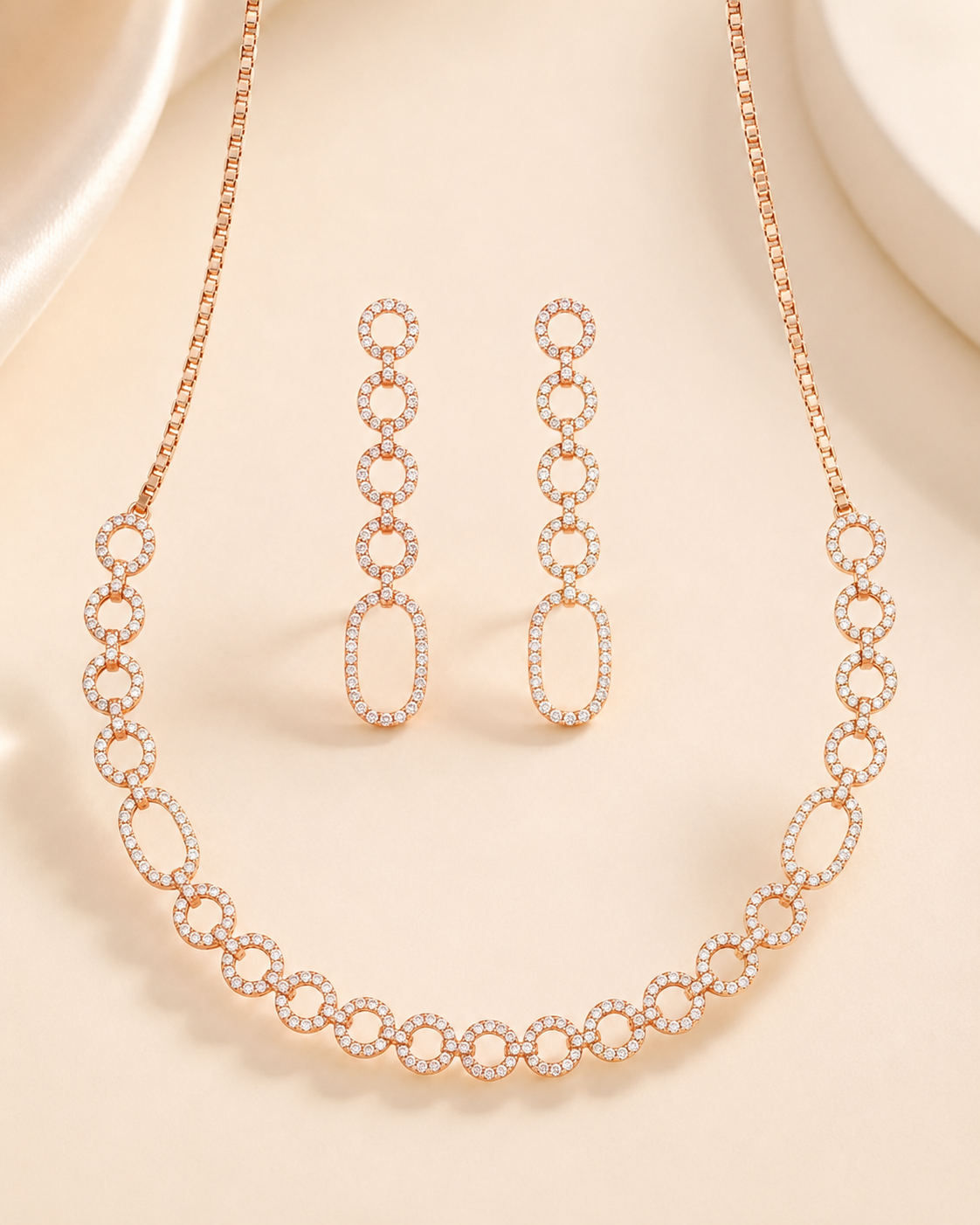 Rose-Gold Link Necklace Set
